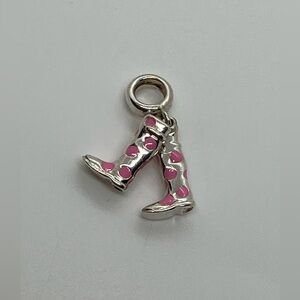 Chamilia 925 Sterling Silver & Pink Enamel Rubber Boots Wellies Wellington Charm